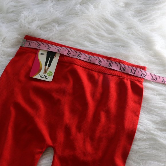 Sofra Bright Red Leggings - Free Size, NWT - Picture 6 of 8